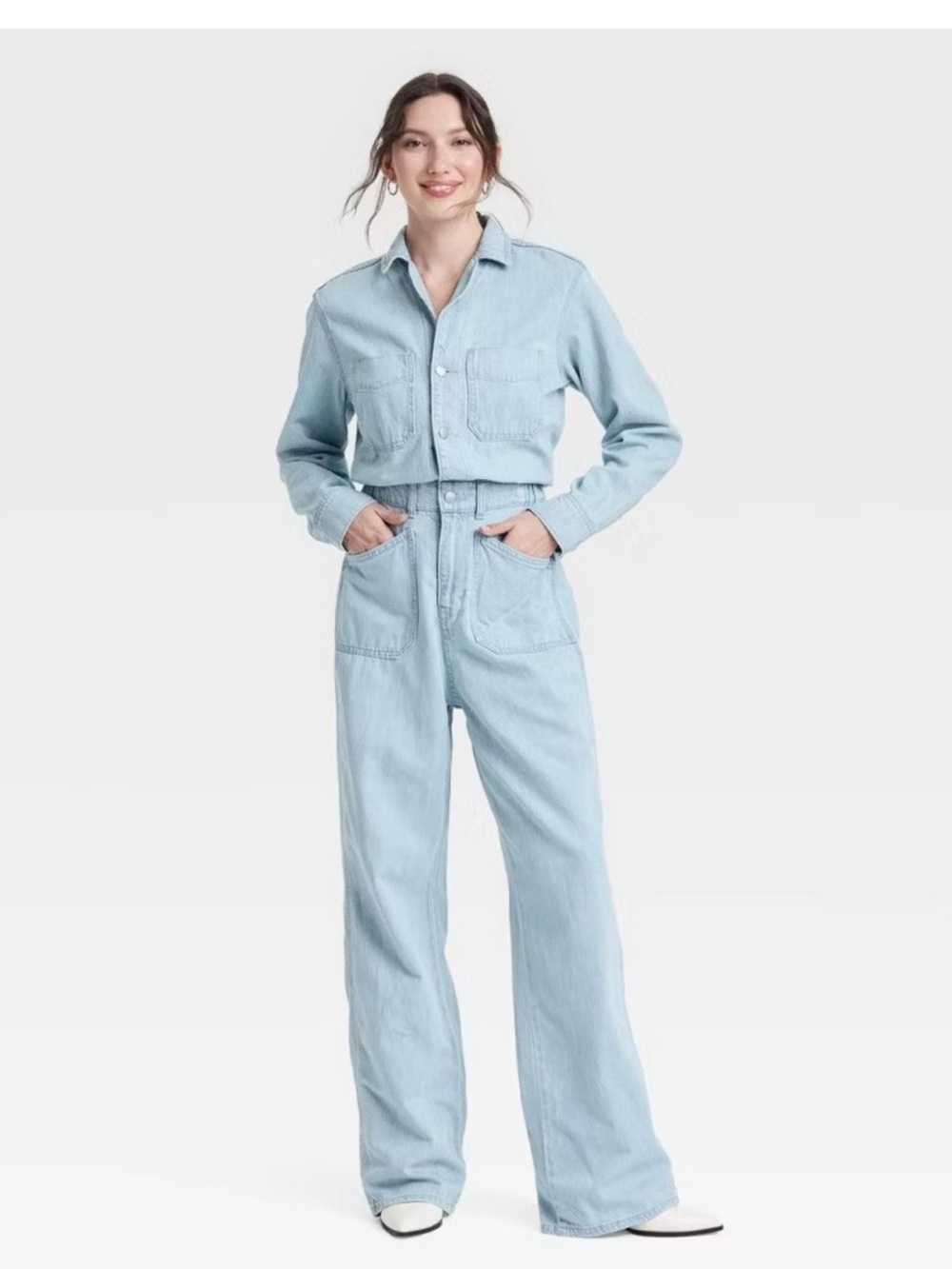Universal Thread Light Blue Denim Utility Jumpsuit